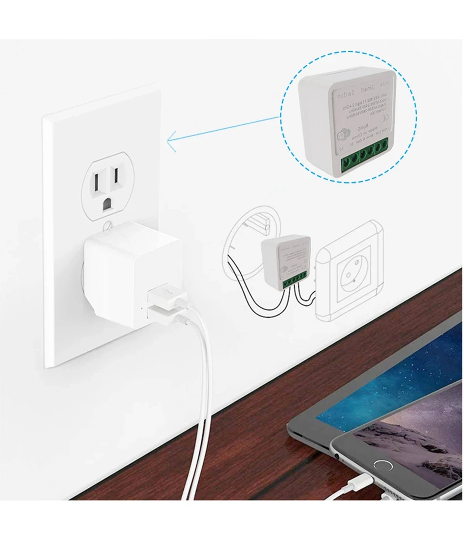16A Mini Tuya Smart WiFi en casa interruptor inteligente Control de voz para Homekit Siri Alexa Google Alice con Monitor de potencia - imagen 5
