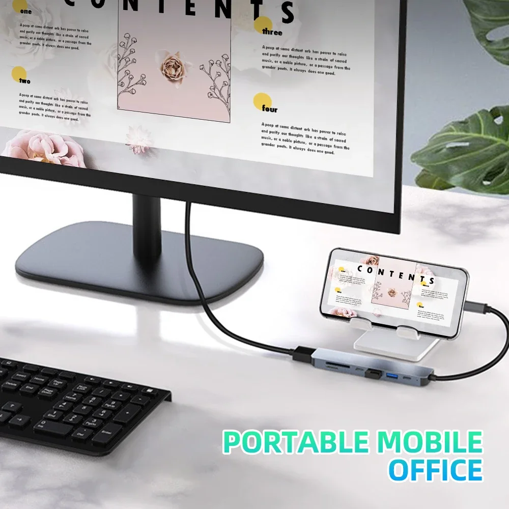Hub USB C a 4K compatible con HDMI USB 3,0 2,0 tipo C, estación de acoplamiento para lector de tarjetas SD TF para teléfono, MacBook y ordenador - imagen 5