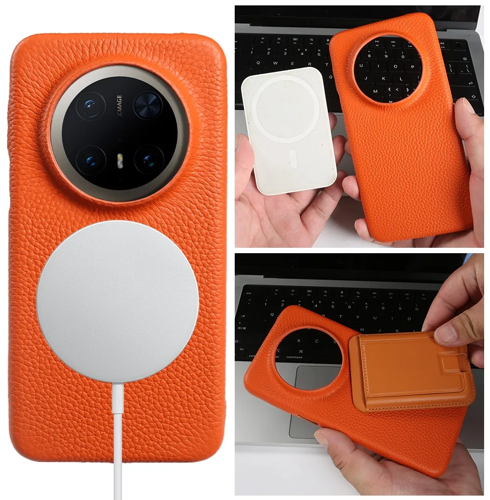 Funda magnética de cuero genuino de lujo para Honor Magic 7 Pro magic6Pro, funda trasera de carga inalámbrica, Fundas a prueba de golpes - imagen 5