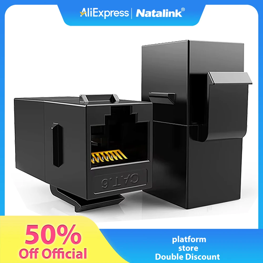 Natalink 12 Uds RJ45 CAT6 acoplador Keystone hembra a hembra acoplador de inserción, acoplador en línea Keystone UTP CAT6 blanco