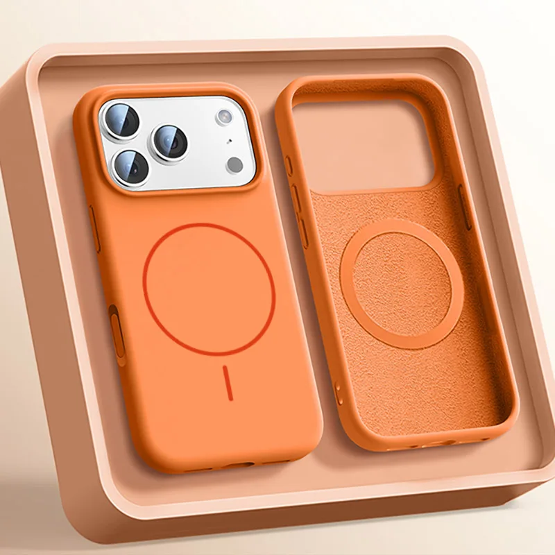 Funda de silicona líquida para iPhone 17 15 16 14 13 12 Pro Max Plus 17 fundas de aire para Magsafe fundas Original para iPhone 17 16 Pro Max funda iphone 17 pro max