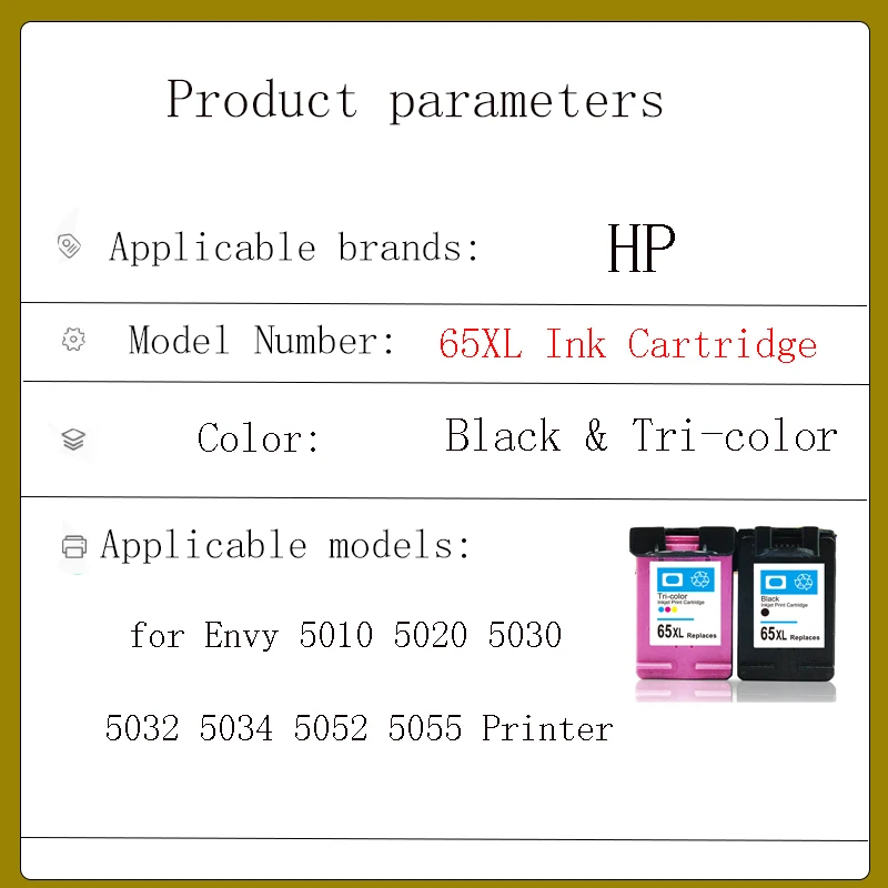 Cartuchos de tinta compatibles 65XL para impresora Hp 65 XL para Hp65xl para Hp65 para Envy 5010 5020 5030 5032 5034 5052 5055 - imagen 2