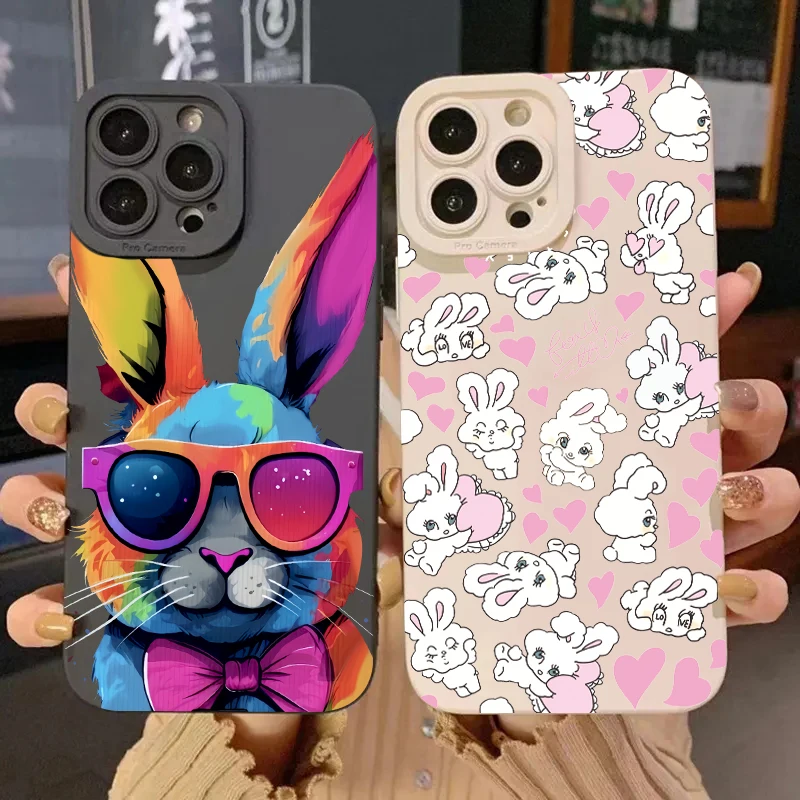 Funda de teléfono de silicona con bonito conejo colorido para Xiaomi Redmi Note 13 12 11 Pro Plus 13 12S 11S 11 10S 10 Redmi 12 4G 13C funda suave