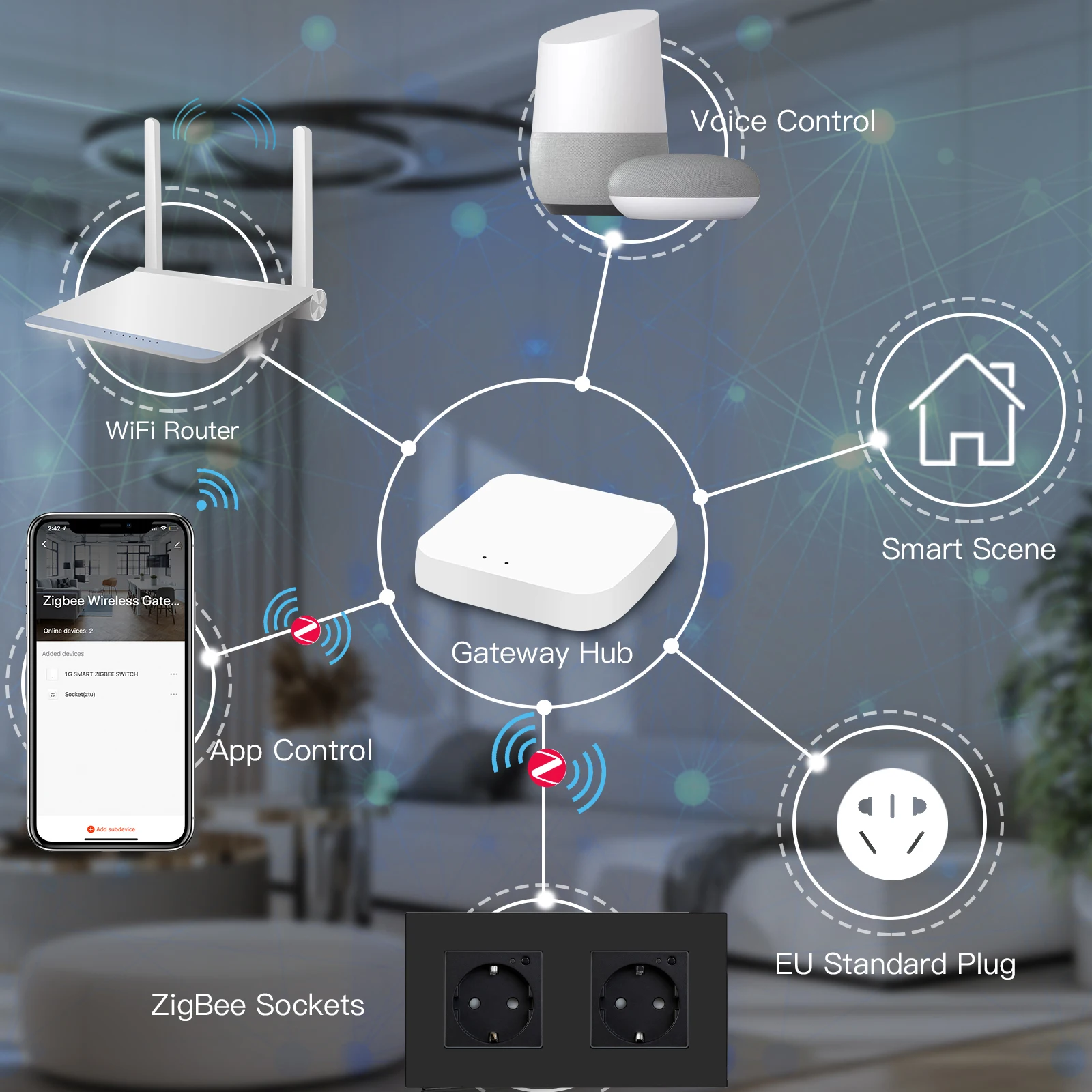 BSEED-enchufe de pared Zigbee estándar de la UE, Monitor de potencia inteligente, Panel de plástico de 220V, 16A, Tuya, Alexa, Google, Control de vida inteligente - imagen 2