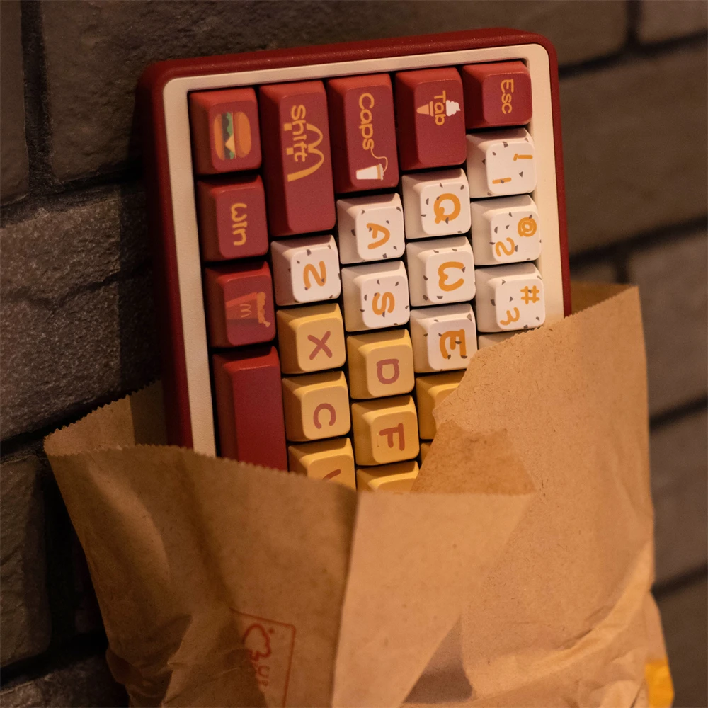 ECHOME-Juego de teclas con tema Mcdonalds, PBT, personalizado, bonito, rojo, con perfil de cereza, accesorios para teclado mecánico - imagen 5