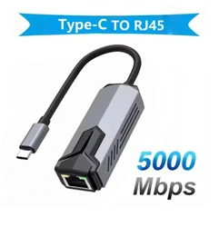 Adaptador Ethernet USB-C a RJ45 de 5 Gbps para PC y MacBook