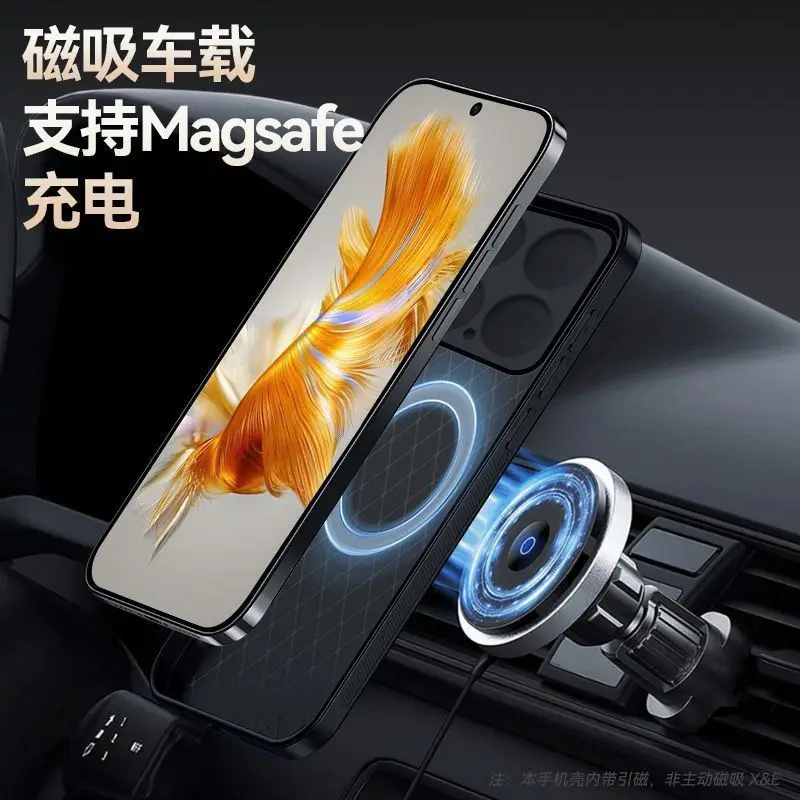 Para Xiaomi MI 15T Pro funda de teléfono de protección magnética de coche para Xiaomi 15 T Pro textura de cuero funda trasera de silicona a prueba de golpes - imagen 3