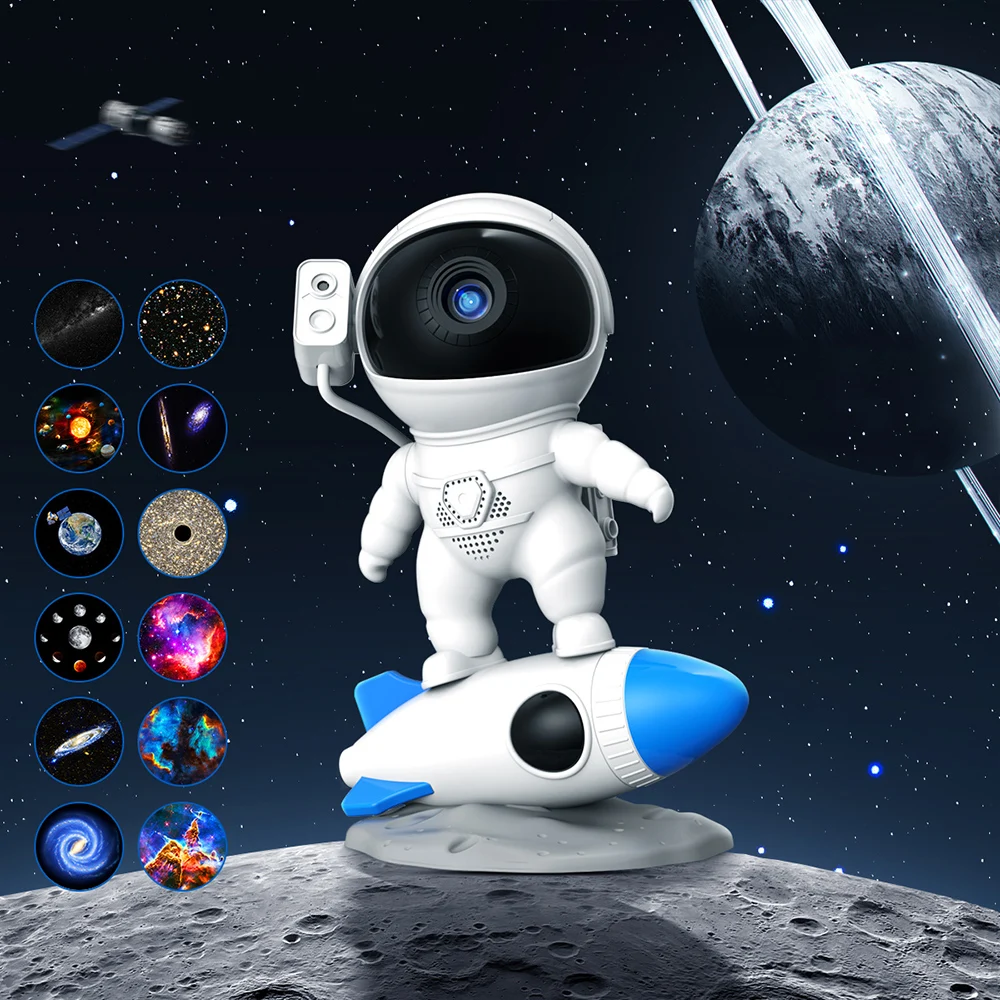 Proyector de estrellas Galaxy Night Light, proyector de luz estrellada de astronauta con altavoz BT remoto y temporizador, proyecto de techo de nebulosa - imagen 5