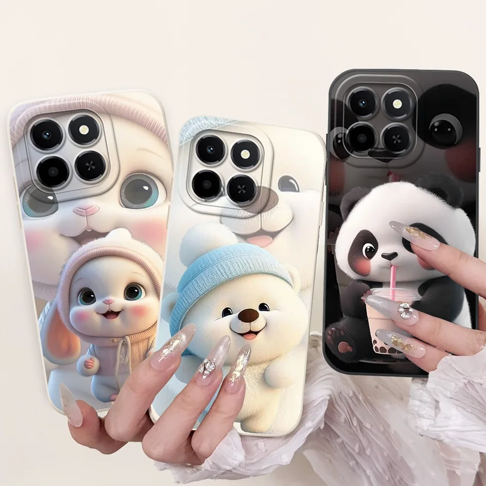6,61 "para Honor X6c 2025 funda Linda Panda conejo silicona líquida suave a prueba de golpes TPU contraportada para HonroX6c Play 9C NIC-LX1 Para