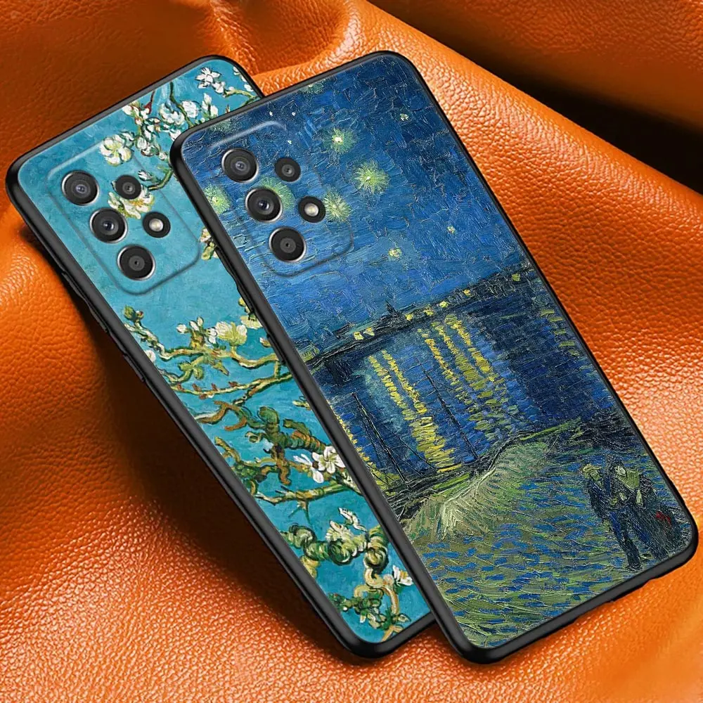 Funda con pintura de Van Gogh para Samsung A23 5G, fundas A13 A24 A23 A12 A14 A21s A22 A03 A04 S, funda para cafetería, terraza, noche estrellada, girasol - imagen 3