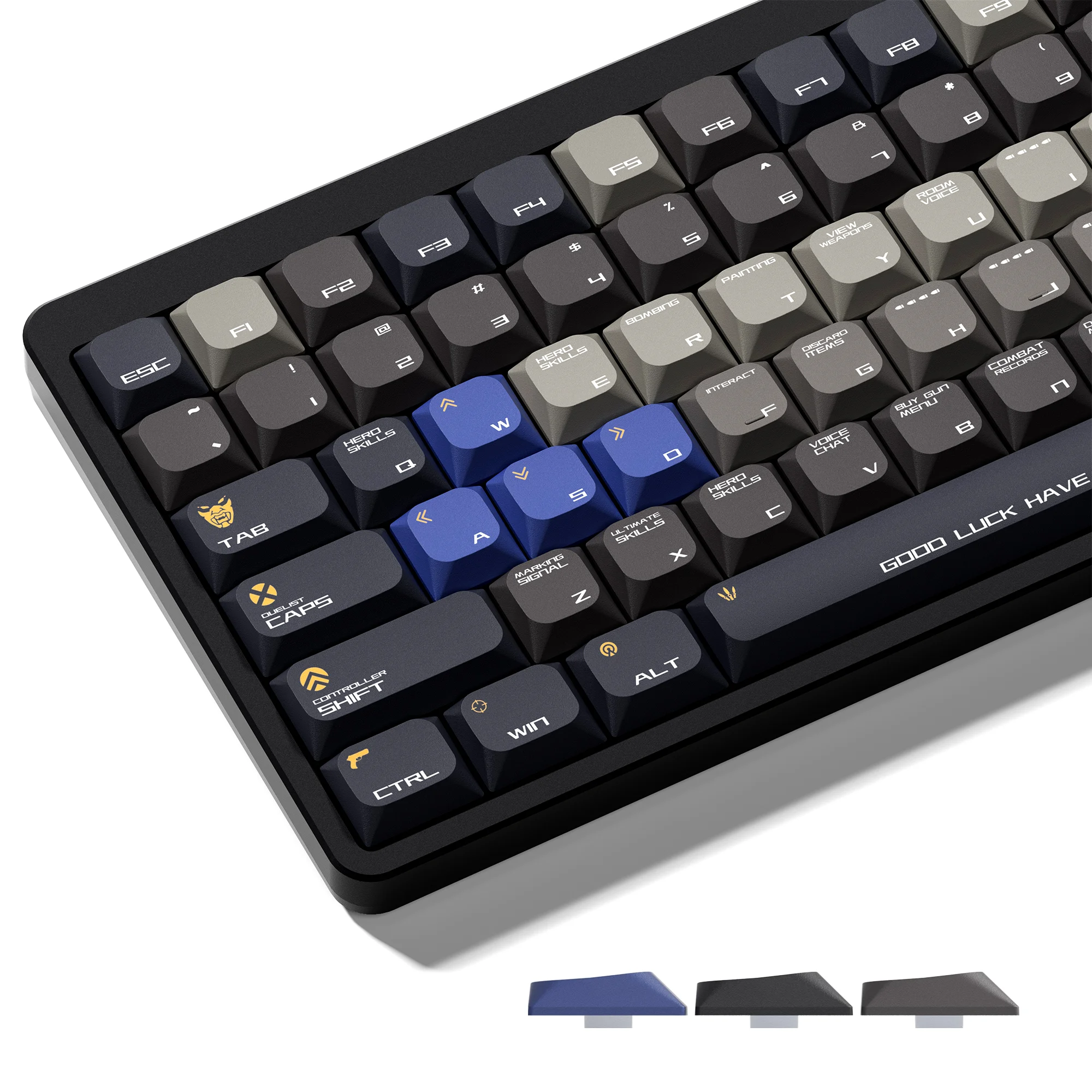 XVX Valorant teclas de gradiente de perfil bajo PBT Dye-Sub negro gris tema de juego Compatible 61/64/68/84/87/96/108 teclado de diseños - imagen 2