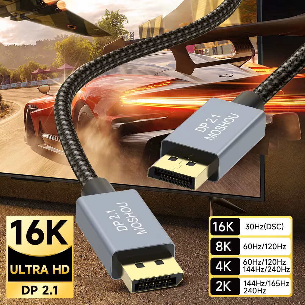 Cable DisplayPort 2.1 MOSHOU 80Gbps 8K@60Hz Compatible FreeSync G-Sync - imagen 5