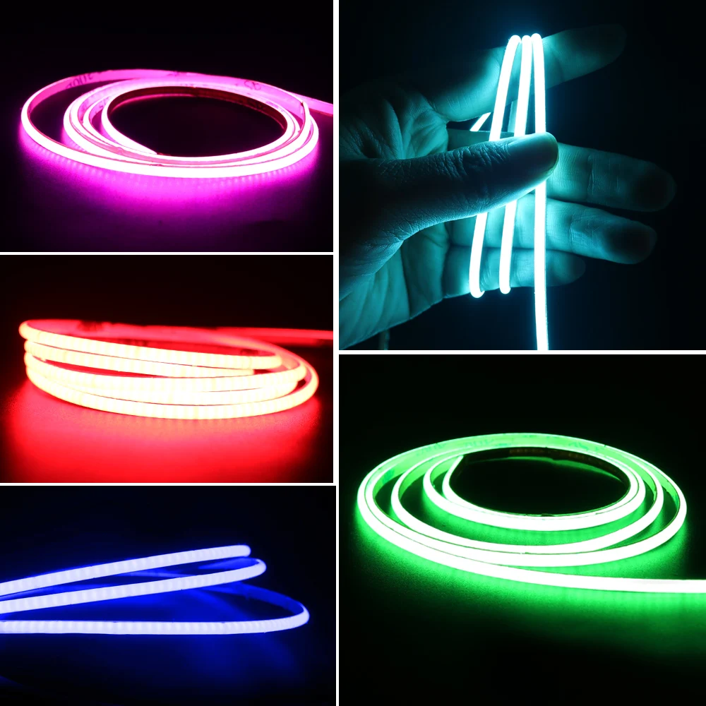 Tira de luces LED COB súper fino de 5V y 3mm para decoración DIY de juguetes, luces de cinta flexibles blancas frías alimentadas por batería USB de 480LED/m, color rojo - imagen 3