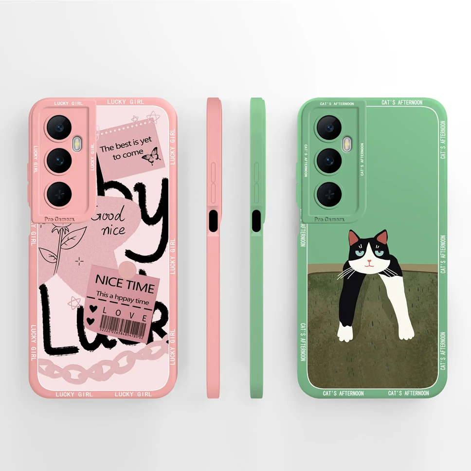 Funda de silicona líquida para teléfono Realme, cubierta trasera protectora a prueba de golpes con bonito patrón curativo para Realme C 65 - imagen 3