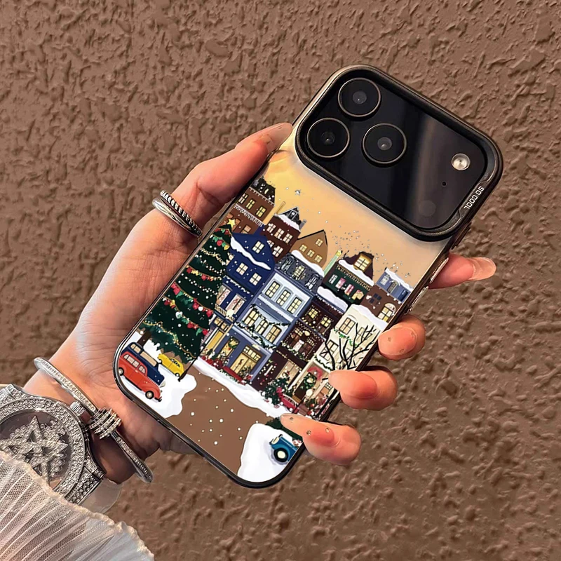 Funda de teléfono con paisaje de nieve y edificio Rural para iPhone 17 16 15 Pro Max 14 Plus 13 12 11 XS X XR 7 8 Plus, cubierta mate a prueba de golpes - imagen 3