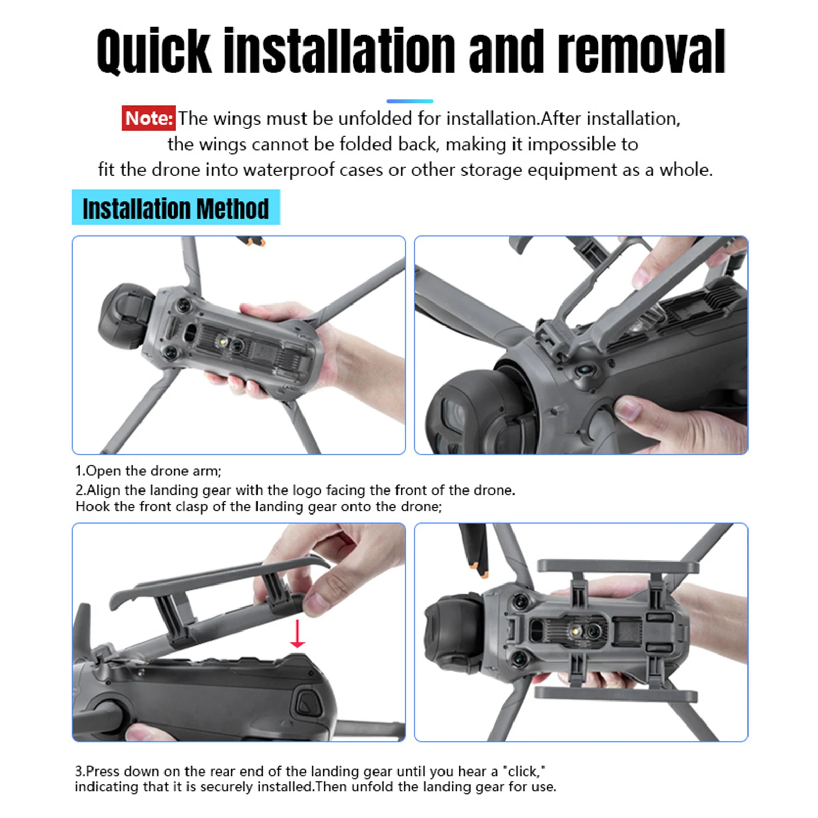 Tren de aterrizaje para Dron, tren de aterrizaje, Protector de Dron de liberación rápida extendido plegable, Compatible con 4 Pro - imagen 4