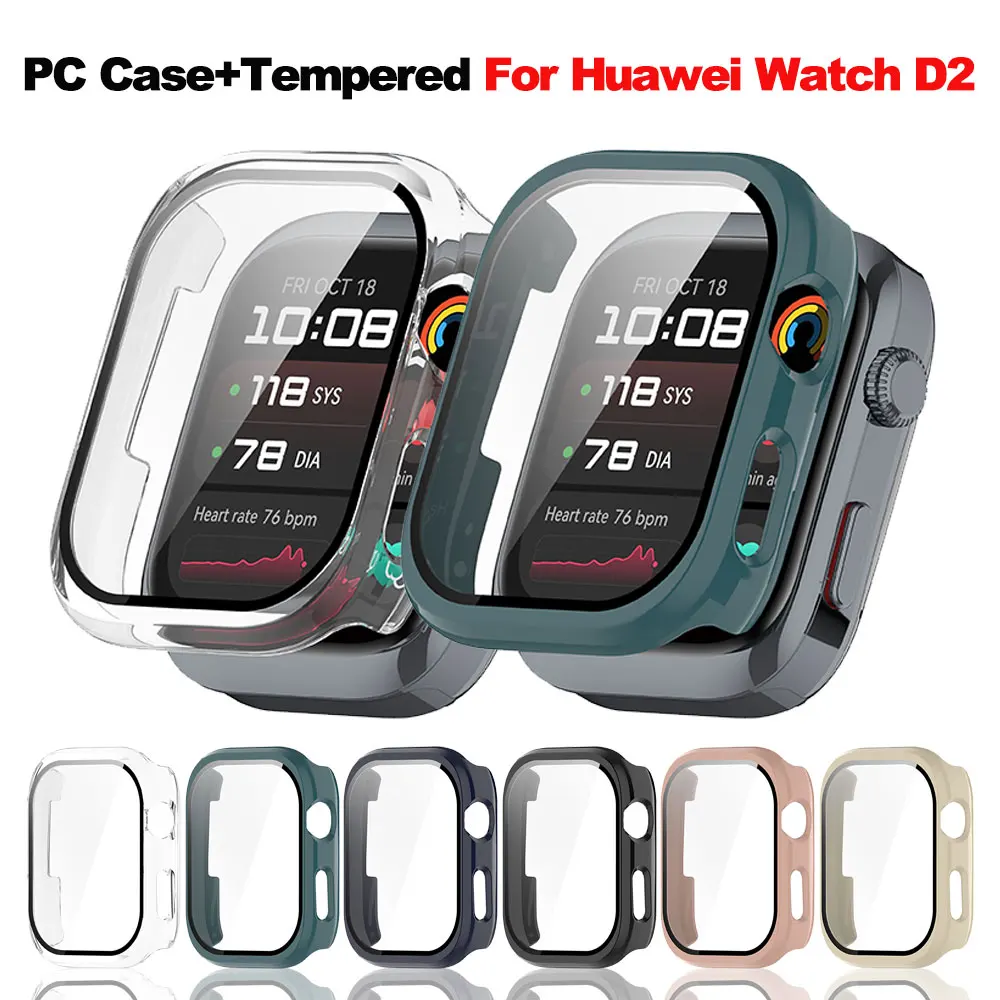 Funda de PC para Huawei Watch D2, Protector de pantalla de vidrio templado, parachoques protector duro para Huawei Watch D2, accesorios inteligentes
