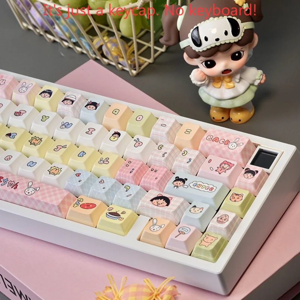 Little Maruko lindo Keycap PBT 130 teclas Cherry MOA Anime tema de dibujos animados adecuado para teclado mecánico Mx Gateron Kailh Switch - imagen 5