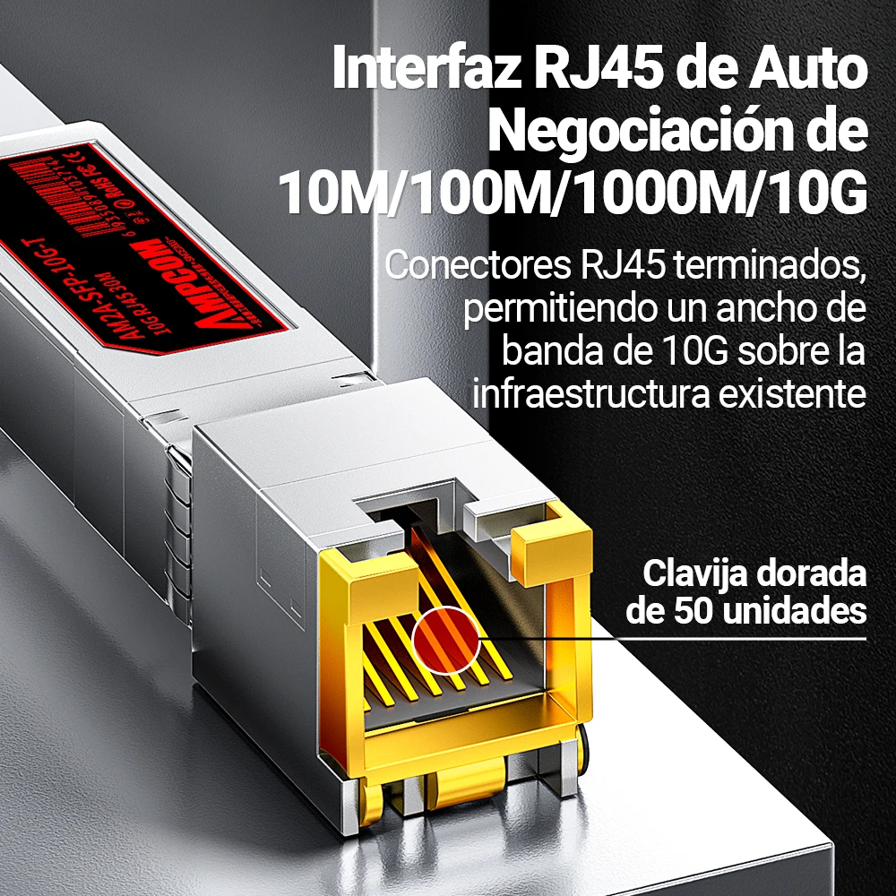 Transceptor AMPCOM 10G SFP+ a RJ45 SFP, transceptor de módulo de fibra óptica Ethernet de cobre RJ45 a SFP+, CAT6A/CAT7, hasta 30M - imagen 4