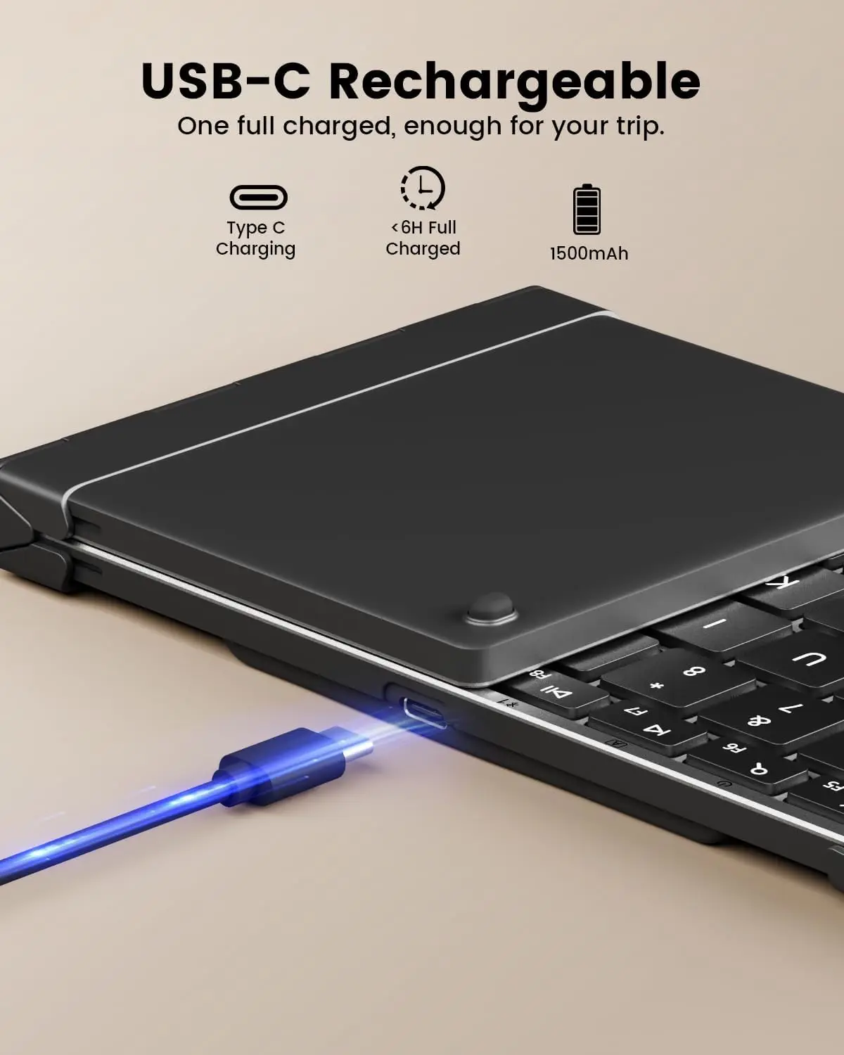 ProtoArc-teclado inalámbrico plegable, portátil, Bluetooth, retroiluminado, para viaje, iPad, tableta, portátil - imagen 4