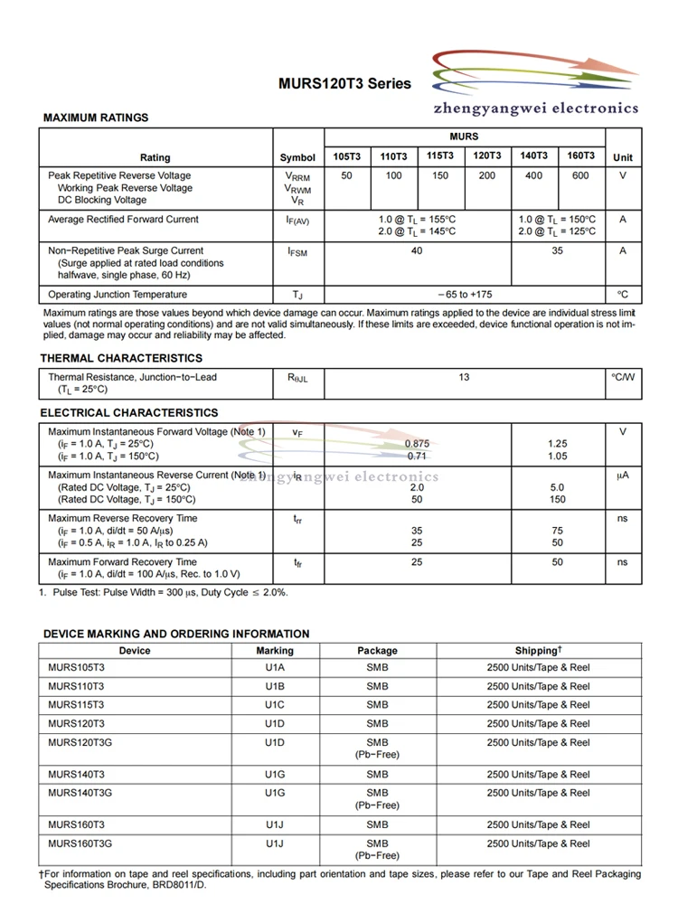 10 Uds SMB MURS110T3G U1B MURS120T3G U1D MURS140T3G U1G MURS160T3G U1J MURS220T3G U2D MURS230T3G U2F MURS240T3G U2G MURS260T3G - imagen 4