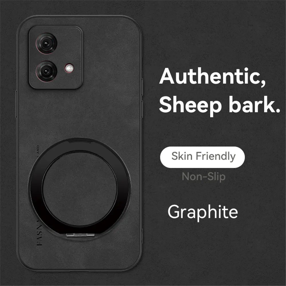 Funda de teléfono con soporte de cuero magnético de piel de oveja de lujo para Motorola MOTO G14 G24 G34 G54 G84 G22 soporte a prueba de golpes funda trasera - imagen 5