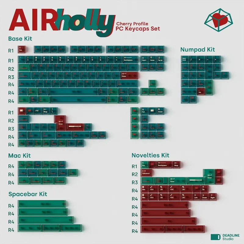 Juego de teclas con tema AirHolly, tapa de teclado translúcida personalizada con perfil de cereza para PC, accesorios de teclado mecánico para juegos, regalo - imagen 5