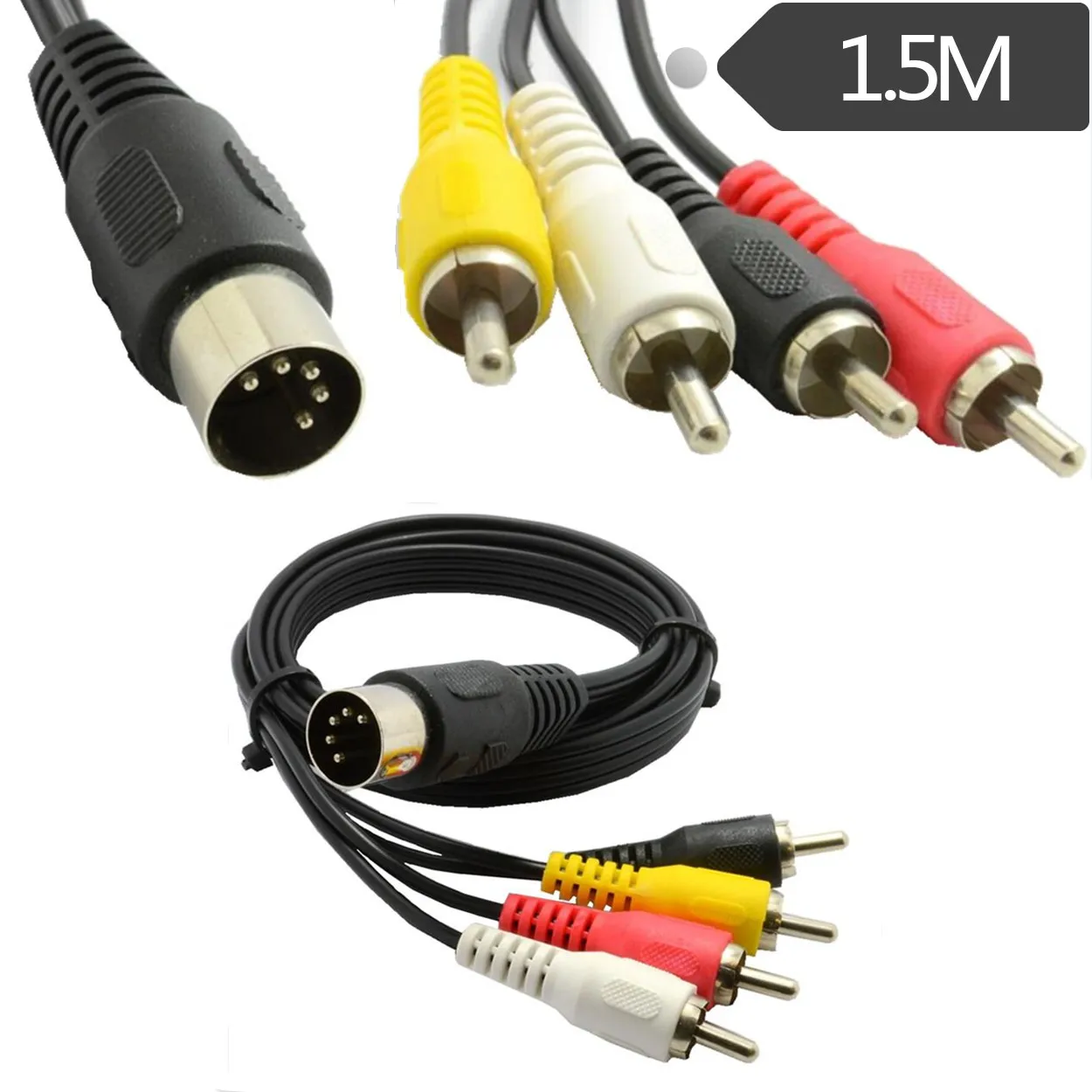 Cable MIDI DIN macho de 5 pines a 4 RCA macho hembra Cable de Audio para sistemas estéreo Naim Quad enchufe macho DIN de 5 pines más nuevo 0,5 m 1,5 m
