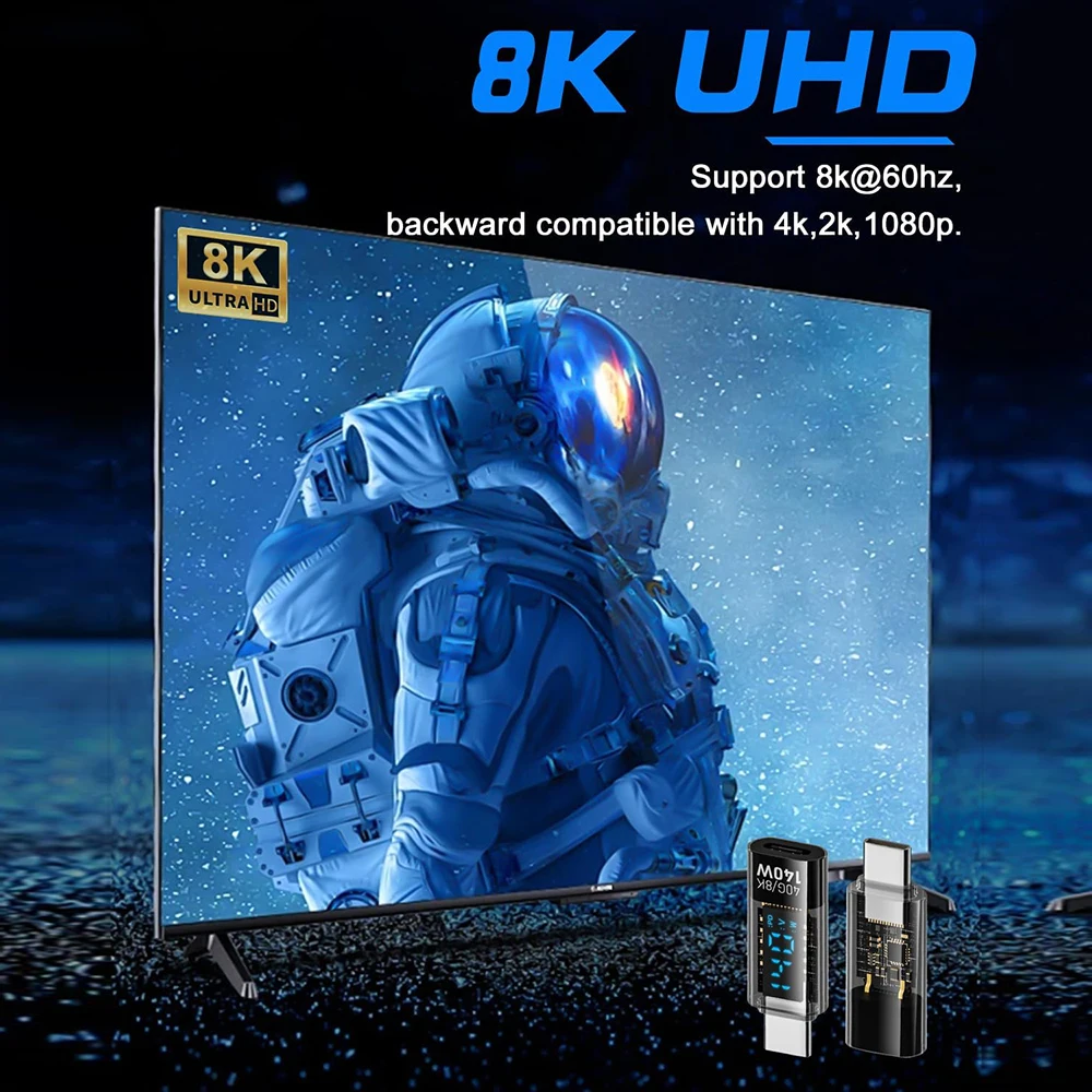 Adaptador USB C 140W con pantalla LED 40Gbps Adaptador de extensión USB C Tipo C Medidor de potencia Probador Extensor USB C USB4 Thunderbolt - imagen 4