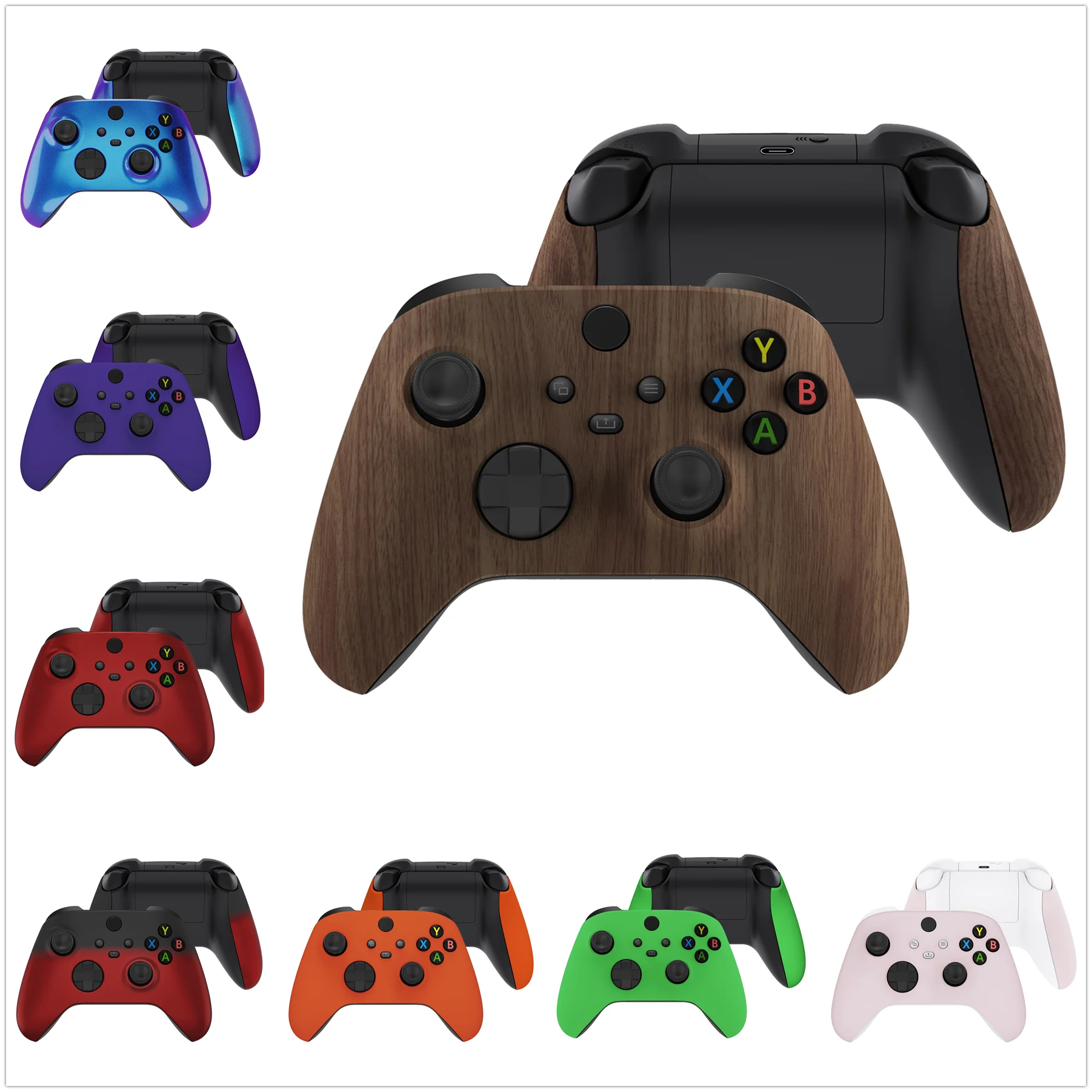 Carcasa de repuesto personalizada eXtremeRate para controlador inalámbrico Xbox Core (Xbox Series X&S) - Grano de madera
