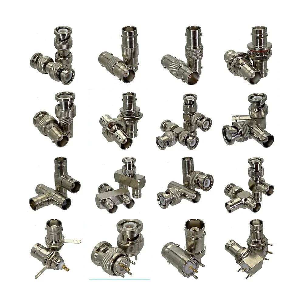 Conector adaptador 3x 5x 10x, enchufe macho BNC y conector hembra, tuerca de mamparo tipo T y Y, montaje en PCB y brida Coaxial RF