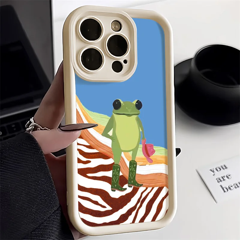 Funda de teléfono con flores bonitas para iPhone 13, funda para iPhone 11 16 14 17 12 15 Pro Max XR XS X 7 8 Plus SE, funda de rana y fresa de dibujos animados - imagen 2