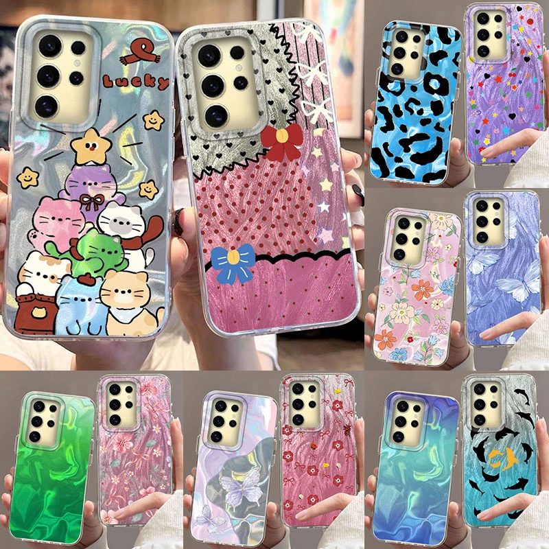 Para Samsung Galaxy A15 A16 A25 A26 A35 A36 A55 A56 S24 S25 Plus Ultra 5G cubierta de teléfono dibujos animados gato leopardo patrones de impresión parachoques - imagen 2