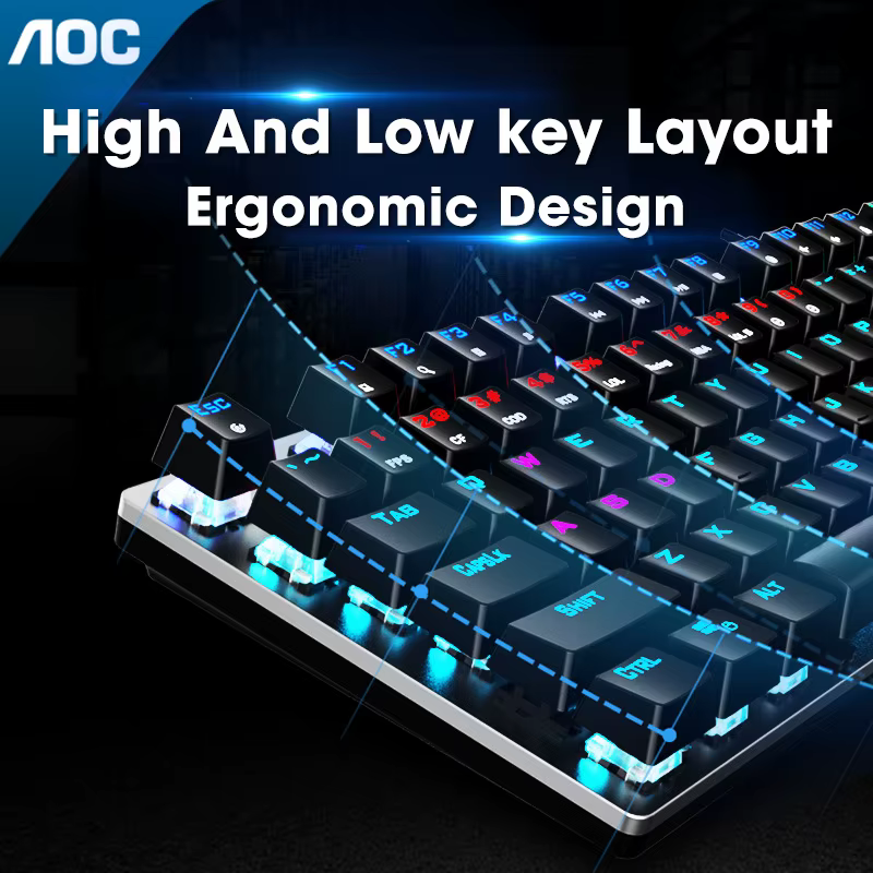 Teclado Mecánico Gamer GK410 RGB Verde Panel Metal Silencioso - imagen 5