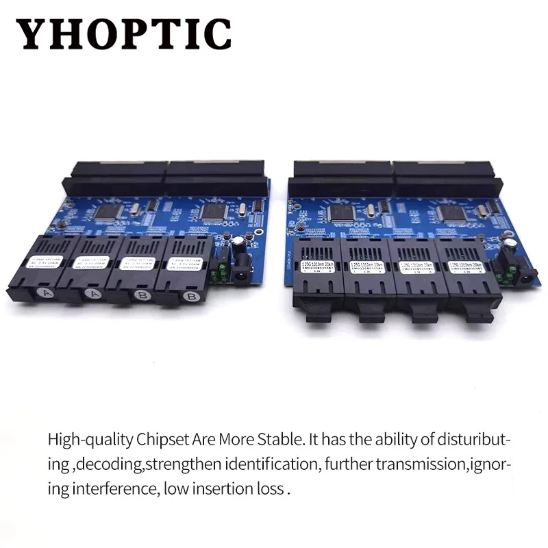Conmutador convertidor de fibra óptica PCBA Borad de 100/1000Mbps, 4 puertos de fibra, 8 puertos RJ45, transceptor de fibra monomodo SC Simplex/Duplex - imagen 3