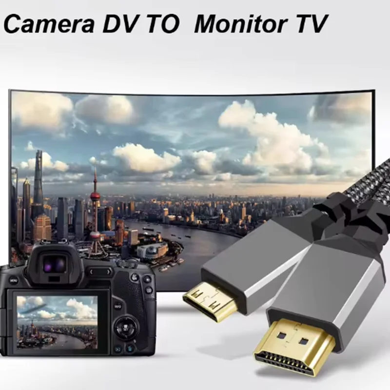 4K @ 60HZ Nylon MINI HDMI a HDMI Cable HDMI2.0 MINIHDMI macho A macho HD 1080P adaptador convertidor 1M 2M 3M 5M 10M Cable TV cámara - imagen 5
