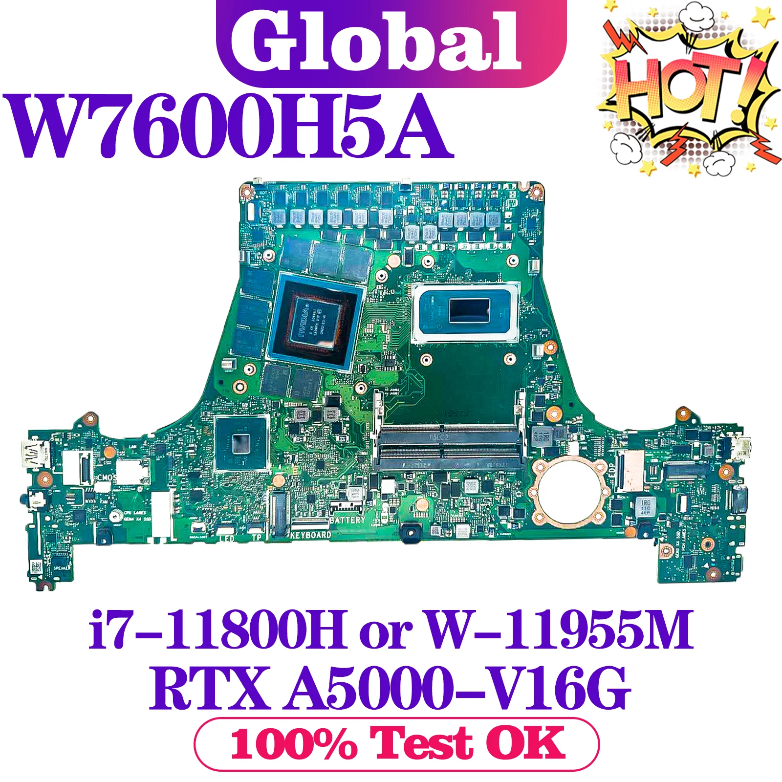 Placa base W7600H3A H7600HM W7600H5A W7600H3 J7600H3A J7600H5A J7600HM para placa base de ordenador portátil ASUS i7-11800H i9-11900H W-11955M - imagen 4