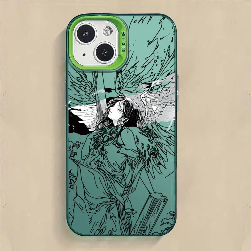 Y2K funda de teléfono de Ángel negro de líneas simples para Samsung A73, A72, A55, A54, A53, A35, A34, A33, A32, A30, A24, A23, A22, A15, 4G, 5G, cubierta mate - imagen 5