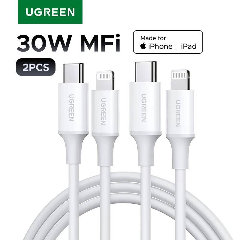 UGREEN 2 uds MFi 20W PD USB tipo C a Cable Lightning para iPhone 14 13 12 Pro Max carga rápida para iPad Mini teléfono Cables tipo C - imagen 2