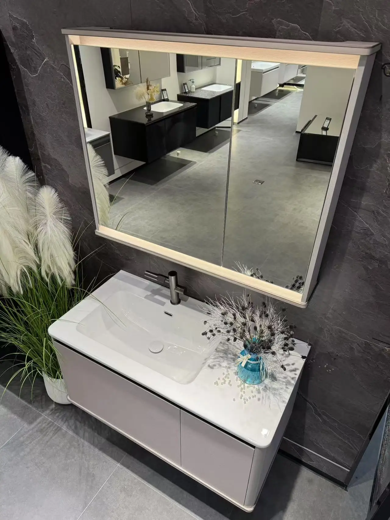 Muebles de baño de diseño moderno, espejo colgante de pared, mueble de baño, juego de espejo de maquillaje para Hotel, apartamento, dormitorio y baño - imagen 5