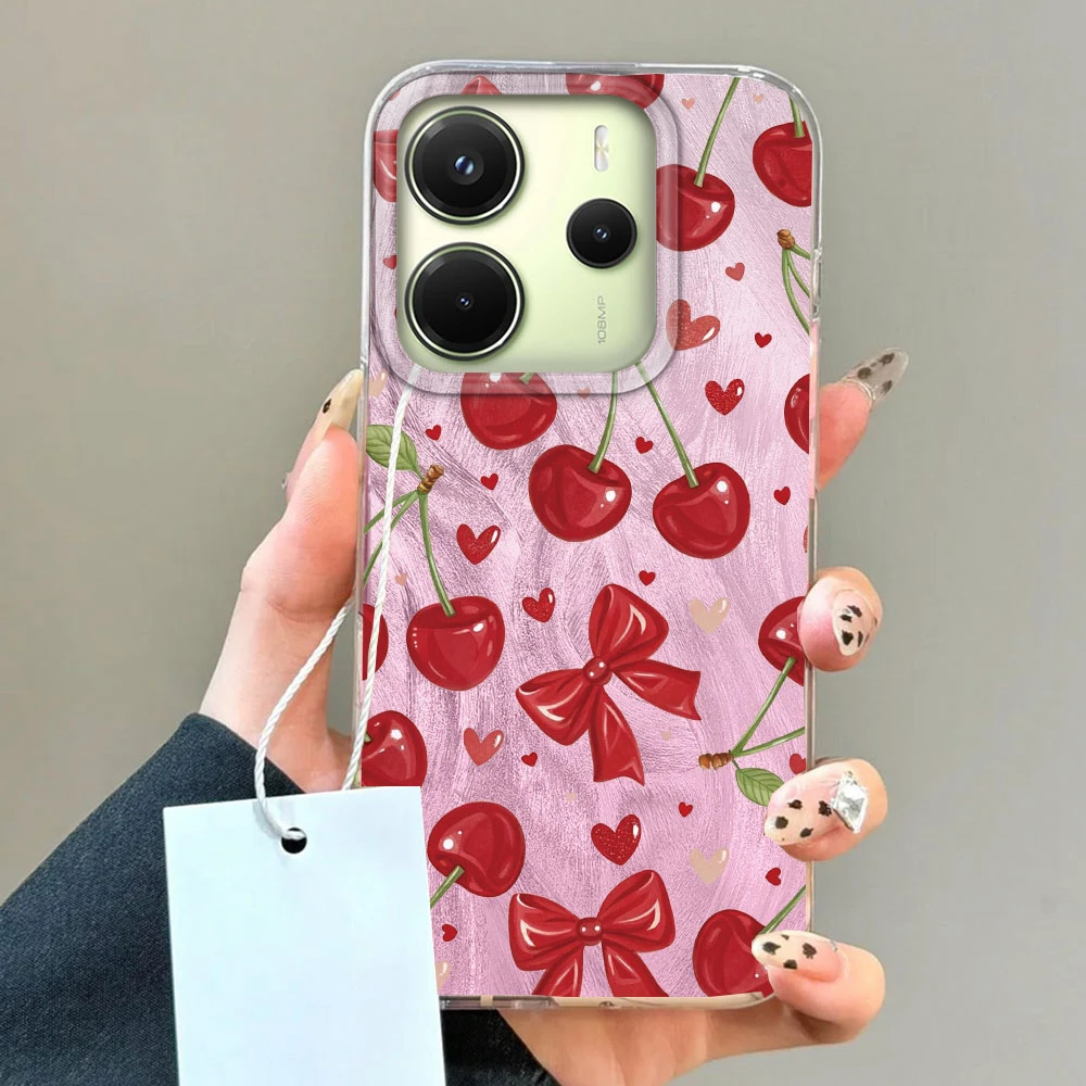 Funda de teléfono con textura de pluma de cereza y puntos circulares para Xiaomi Redmi 13C 14C A5 A3 A4 A3X A1 A2 Note 14 13 12 11 11S 10 Pro - imagen 5