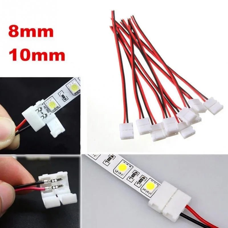 5/50 Uds 2 pines 8mm 10mm tiras de luces LED conector Clip de empalme para SMD 3528 5050 5630 lámparas de tira LED Barra de luz Conector - imagen 4