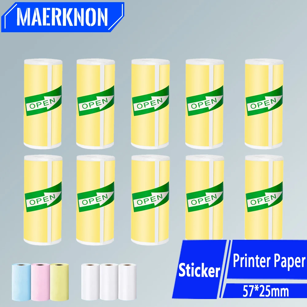 Mini impresora HD de 57x25MM, papel térmico autoadhesivo, rollo de papel, etiqueta adhesiva, foto, impresión sin tinta, impresora portátil, papel de Color