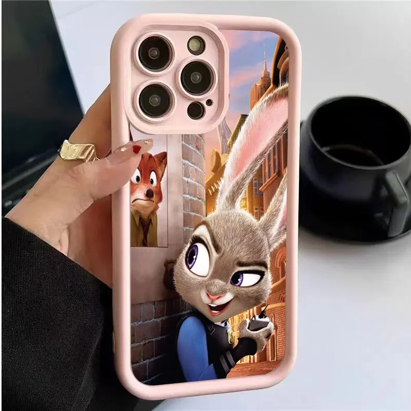 Funda de silicona suave para teléfono, carcasa de dibujos animados de Anime Zootopia, Judi, Nick Rabbit, policía, iPhone 16, 15, 14, 13, 12, 11Pro, Max, X, XR, XS, Max, SE2 - imagen 4