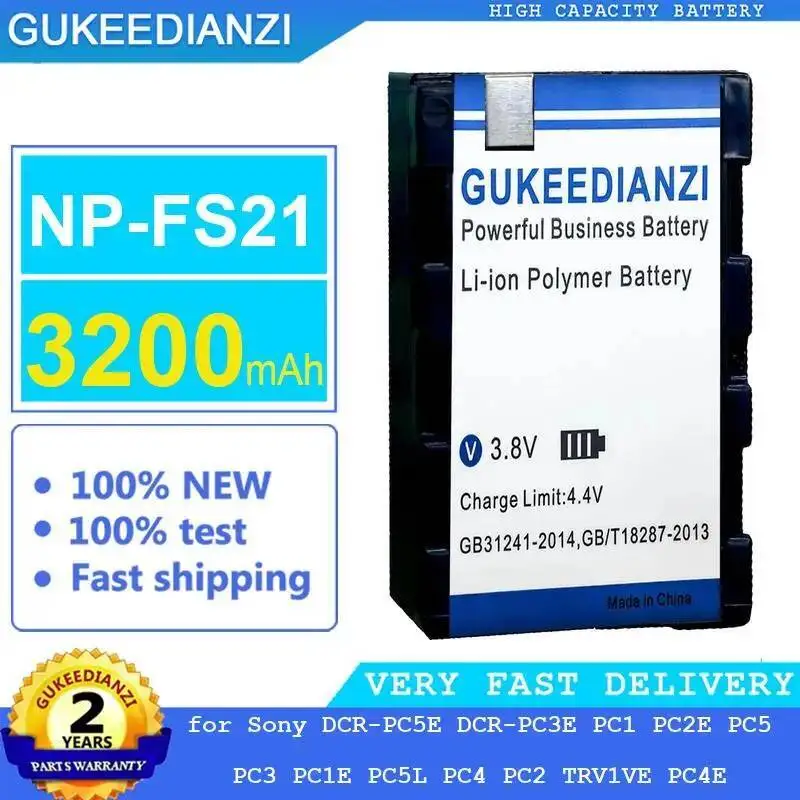 Batería de cámara NP-FS21 3200Mah para Sony Dcr-PC5E Dcr-PC3E PC1 PC2E PC5 PC3 PC1E PC5L PC4 PC2 TRV1VE PC4E