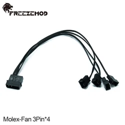 FreezeMod Molex 1-4 Ventiladores - Divisor JST 3 pines, Fuente 4D