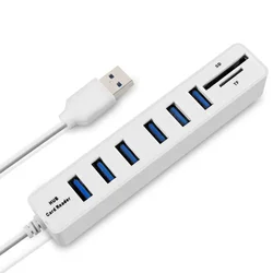 Hub USB con puertos y lector SD/TF – Adaptador para portátil