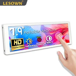 LESOWN 7,9 pulgadas blanco IPS Monitor de barra portátil 400x1280 AIDA64 pantalla táctil opcional HDMI USB Plug & Play para ordenador portátil Raspberry Pi