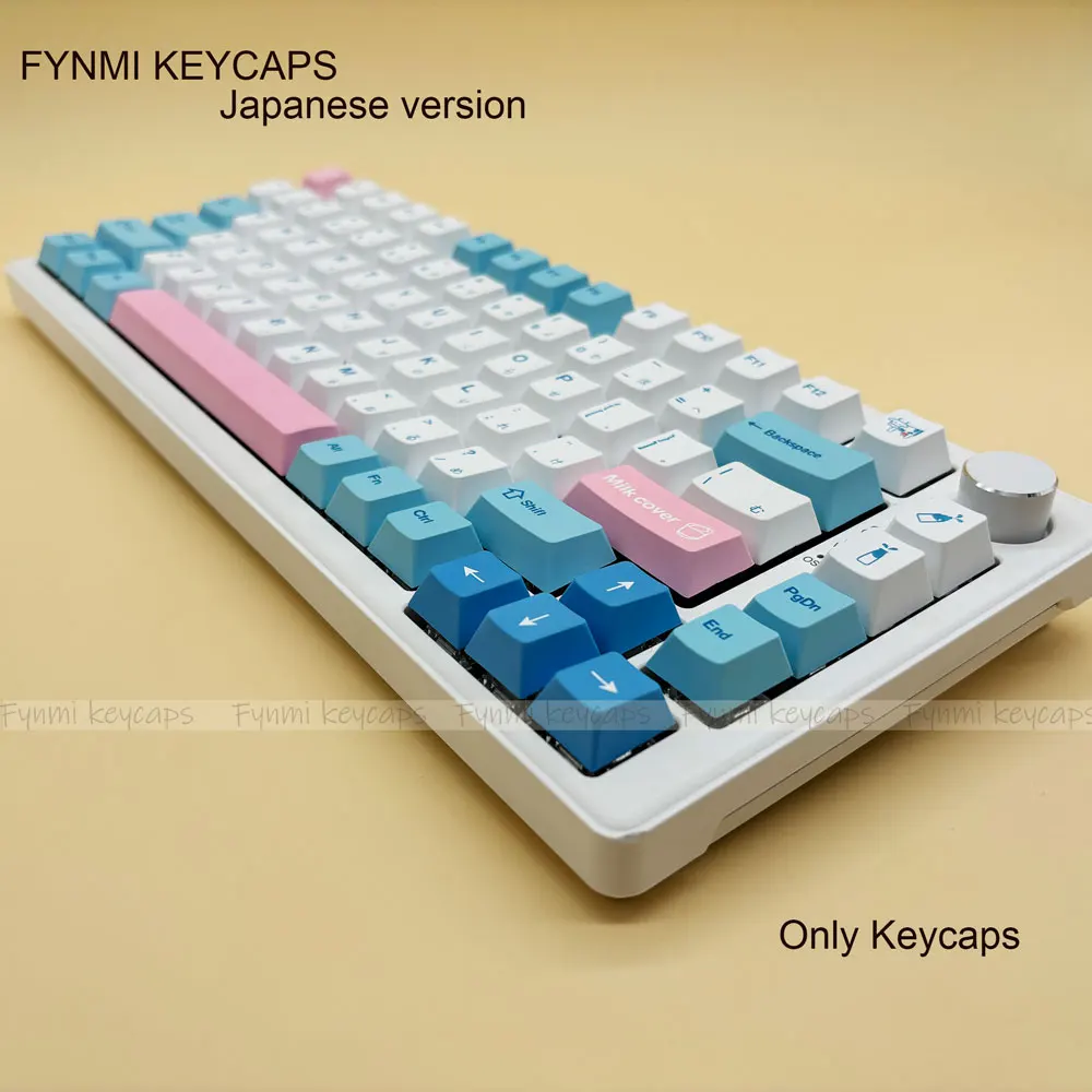 Fynmi-piezas de teclado Janpanese, 140 teclas, ANSI Cherry PBT Dye, sublimación, cubierta de leche, temática para 61/68/75/78/81/87/104 teclas - imagen 3