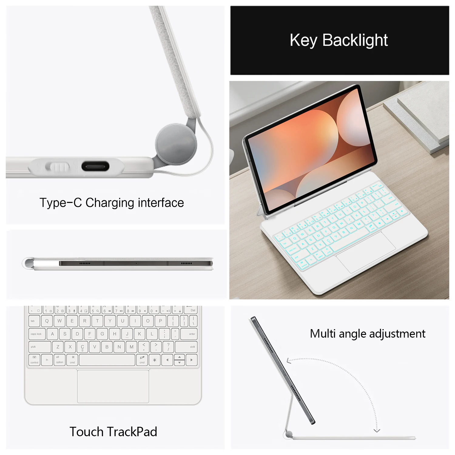 Teclado mágico para Samsung Galaxy Tab S7 S8 S9 S10 FE 10,9 11 "S7FE S9 FE + Plus S10 + 12,4 S8/S9/S10 Ultra funda inteligente de 14,6 pulgadas - imagen 4